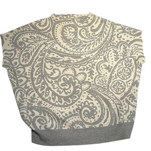 Cynthia Rowley Women XL Grey Cream Jacquard Kimono Sweater